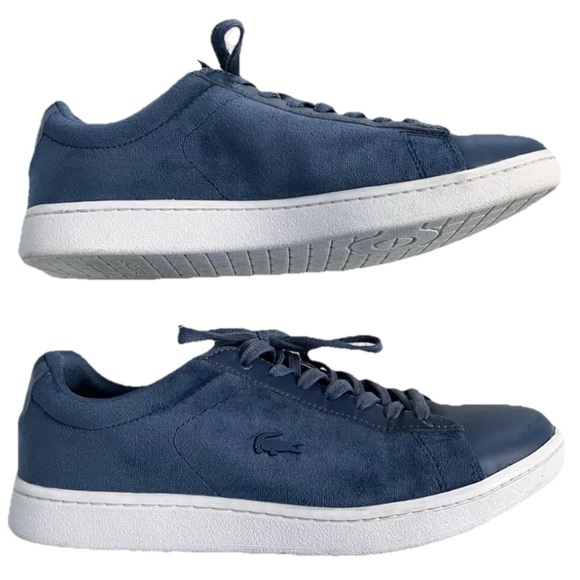 Lacoste Carnaby Evo Velvet & Leather Trainers Women’s 9 /Eur 40.5 Navy Blue RARE - Picture 4 of 8